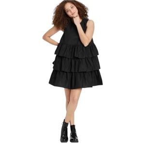 Who What Wear Women's sleeveless multi tiered ruffle mini dress, Sz S